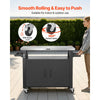 VEVOR Outdoor Grill Cart with Storage Cabinet, 53.1 Inch Grill Table, Waterproof Kitchen Island with Stainless Steel Top, Shelf, and Wheels, Movable Food Prep Station for Patio Bar Backyard BBQ