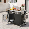 VEVOR Outdoor Grill Cart with Storage Cabinet, 53.1 Inch Grill Table, Waterproof Kitchen Island with Stainless Steel Top, Shelf, and Wheels, Movable Food Prep Station for Patio Bar Backyard BBQ