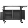 VEVOR Outdoor Grill Cart with Storage Cabinet, 55.1 Inch Grill Table, Waterproof Kitchen Island with Stainless Steel Top, Shelf, and Wheels, Movable Food Prep Station for Patio Bar Backyard BBQ