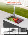 VEVOR Outdoor Grill Cart with Sink and Storage Cabinet, 52 Inch Grill Table, Waterproof Kitchen Island with Stainless Steel Top, Spice Rack, Wheel, Movable Food Prep Station for Patio Bar Backyard BBQ