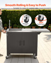 VEVOR Outdoor Grill Cart with Sink and Storage Cabinet, 52 Inch Grill Table, Waterproof Kitchen Island with Stainless Steel Top, Spice Rack, Wheel, Movable Food Prep Station for Patio Bar Backyard BBQ