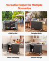 VEVOR Outdoor Grill Cart with Sink and Storage Cabinet, 52 Inch Grill Table, Waterproof Kitchen Island with Stainless Steel Top, Spice Rack, Wheel, Movable Food Prep Station for Patio Bar Backyard BBQ
