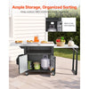VEVOR Outdoor Grill Cart with Storage Cabinet, 74.8 Inch Grill Table, Waterproof Kitchen Island with Stainless Steel Top, Pull-Out Plate, Wheels, Movable Food Prep Station for Patio Bar Backyard BBQ