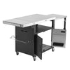 VEVOR Outdoor Grill Cart with Storage Cabinet, 74.8 Inch Grill Table, Waterproof Kitchen Island with Stainless Steel Top, Pull-Out Plate, Wheels, Movable Food Prep Station for Patio Bar Backyard BBQ