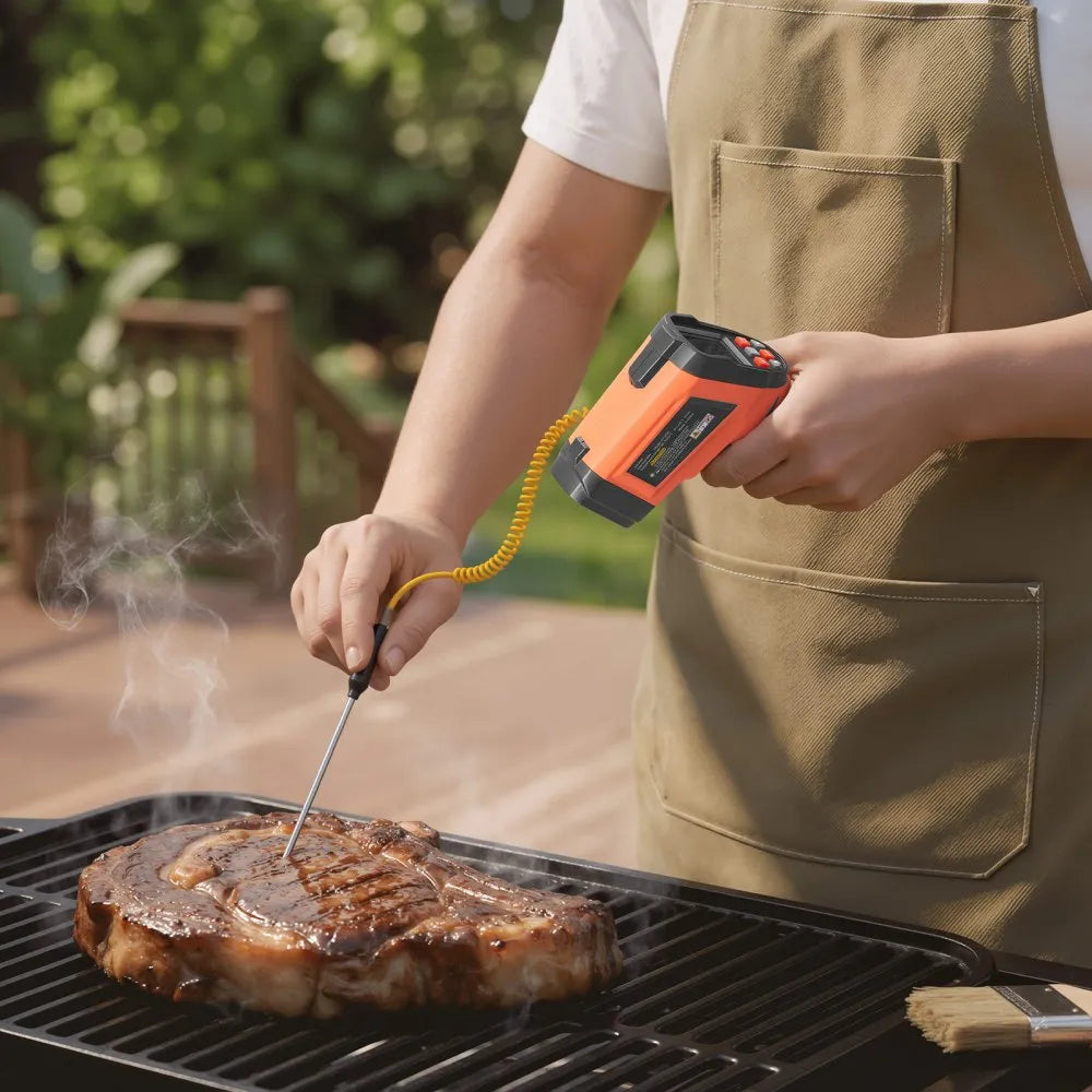 VEVOR Infrared Thermometer, -22℉ to 2192℉ Dual-Mode IR Thermometer Gun with K-Type Thermocouple, Dual Laser Heat Temperature Gun Non-Contact for Cooking/Griddle/Engine/Industrial Use (Not for Human)