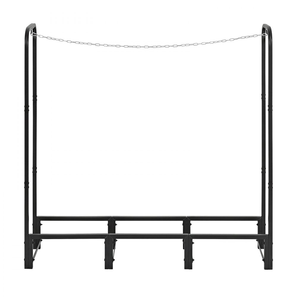 VEVOR Firewood Rack 4ft 1/4 Cord Heavy Duty Outdoor Wood Storage Holder, for Fireplace Patio Deck, 550 lbs Load Capacity, Carbon Steel Frame Fire Log Stacker Stand, Metal Wood Pile Organizer, Black