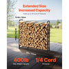 VEVOR Firewood Rack with Waterproof Cover, 4 ft Outdoor Firewood Holder, 1/4 Cord Storage Metal Log Holder, 400lb Max Weight Capacity, Top Covered, Powder-Coated Wood Storage Rack for Fireplace Deck