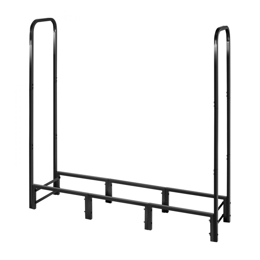 VEVOR Firewood Rack with Waterproof Cover, 4 ft Outdoor Firewood Holder, 1/4 Cord Storage Metal Log Holder, 400lb Max Weight Capacity, Top Covered, Powder-Coated Wood Storage Rack for Fireplace Deck