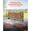 VEVOR Firewood Rack with Waterproof Cover, 8 ft Outdoor Firewood Holder, 1/2 Cord Storage Metal Log Holder, 660lb Max Weight Capacity, Top Covered, Powder-Coated Wood Storage Rack for Fireplace Deck