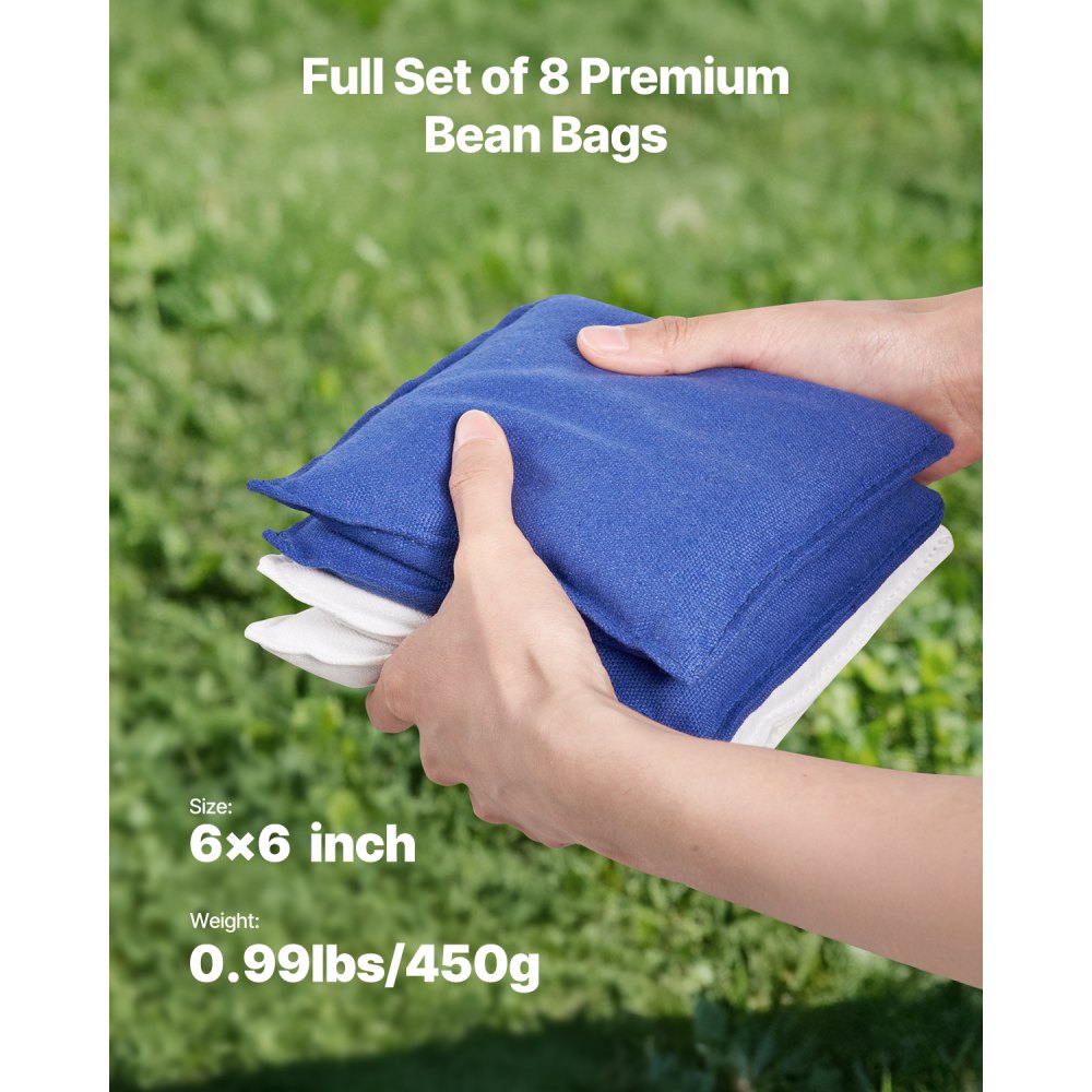 VEVOR Cornhole Set, 3x2 ft Corn Hole Game Boards, Aluminum Weatherproof Portable Toss Board, Indoor and Outdoor Foldable Cornhole Play for Adults, Include 8 Bean Bags, for Yard Backyard Beach Camping