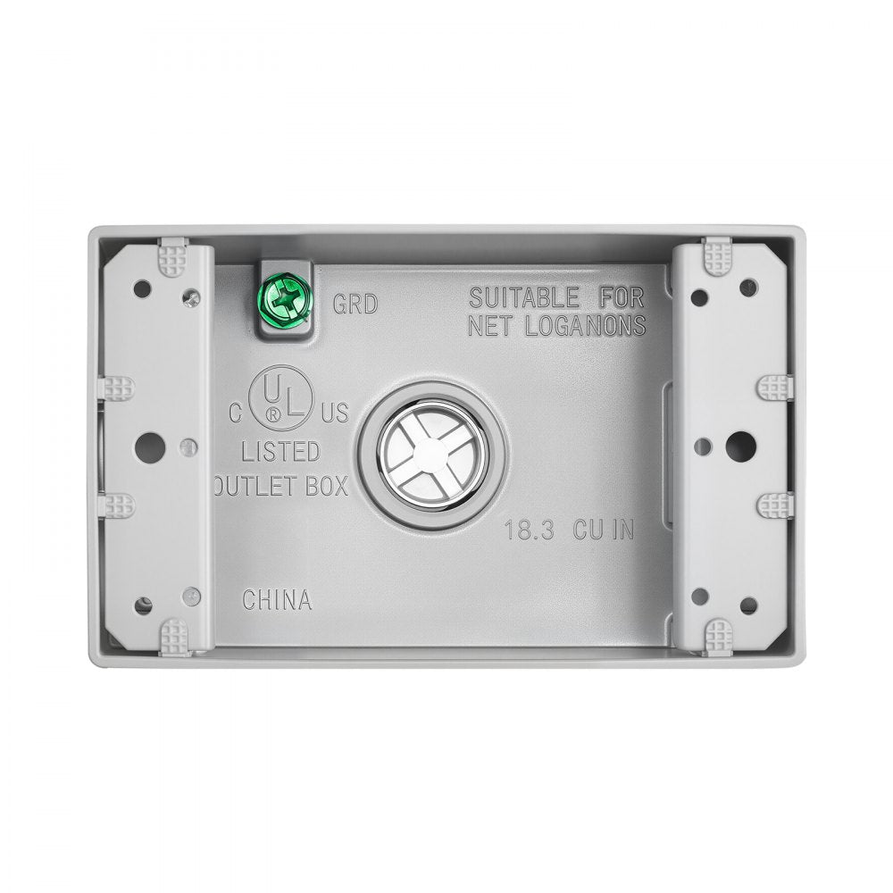VEVOR Outdoor Electrical Box, 4.5 x 2.8 x 2 in, Weatherproof Outlet Junction Box, Suitable 1/2-Inch or 3/4-Inch Electrical Conduit, 18.3 Cu.In Large Capacity Plug Receptacle Protector, 4PCS, Gray