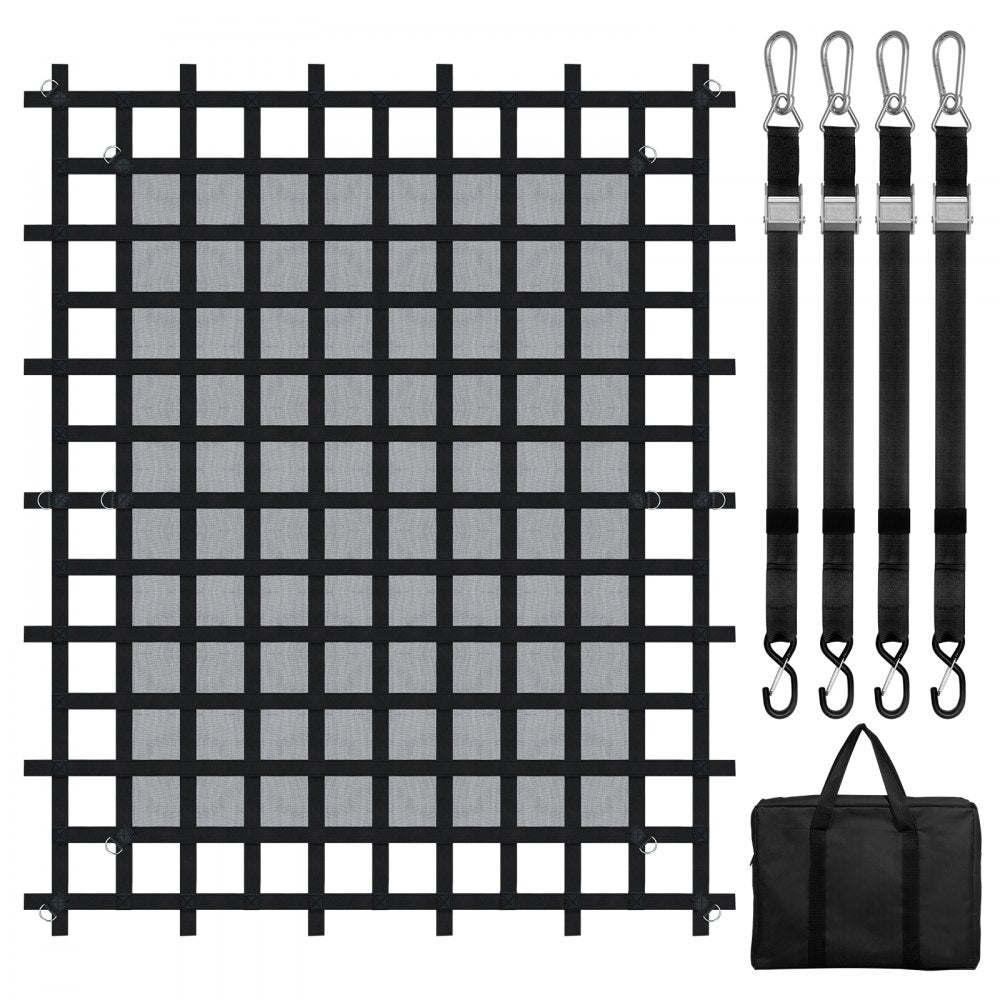 VEVOR Cargo Net, 96 in x 81 in, Heavy Duty Truck Cargo Net for Truck Bed, 4 Adjustable Straps with Carabiners & S-Hooks, Wear-resistant & Weather-proof, Suitable for Pickup, Truck, Jeep, SUV, Boat