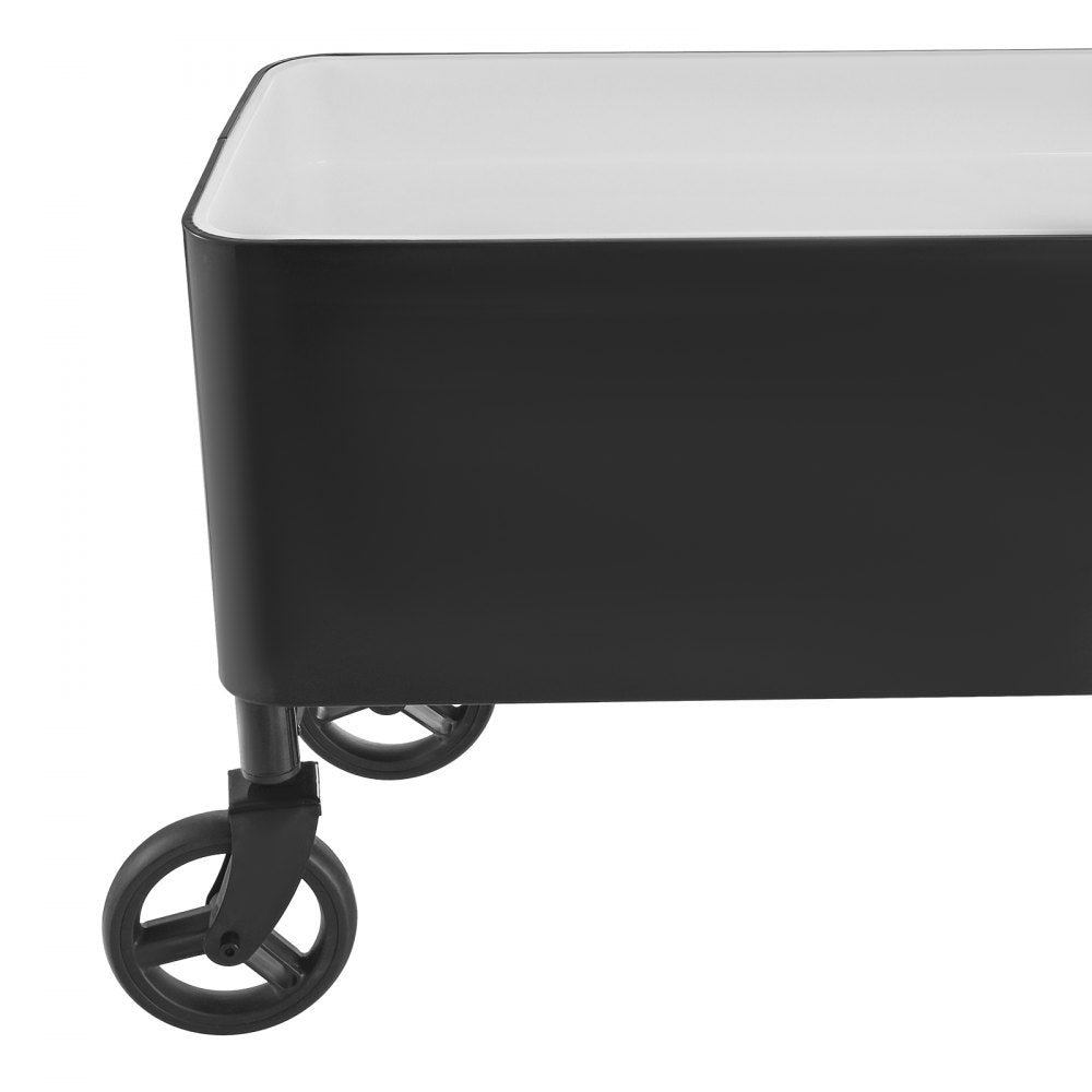 VEVOR 80 Quart Rolling Ice Chest Cart, with 2-Stage Telescopic Pull Handle and 2 Swivel Casters, Portable Table Beach Patio Party Bar Cold Drink Beverage, Outdoor Park Cart on Wheels, Black