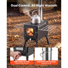 VEVOR Wood Stove Portable Wood Burning Camping Tent Stove Carbon Steel, for Outdoor Heating Cooking Drying, with Extended Chimney Pipes, Separate Ash Drawer, Heat-Resistant Glass Window, Gloves