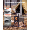 VEVOR Wood Stove Portable Wood Burning Camping Tent Stove Carbon Steel, for Outdoor Heating Cooking Drying, with Extended Chimney Pipes, Separate Ash Drawer, Heat-Resistant Glass Window, Gloves