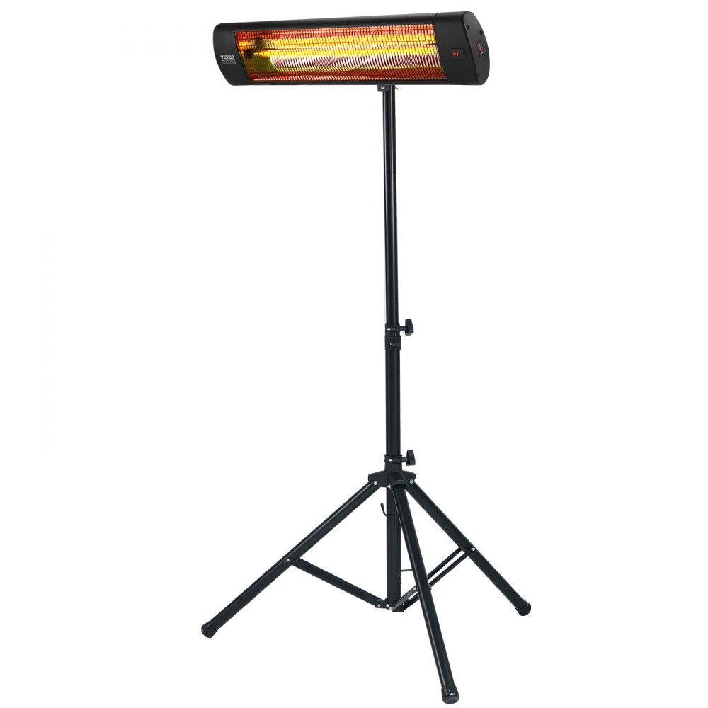 VEVOR Infrared Heater, 1500W Remote Control Electric Space Heater, LED Screen Patio Heater w/ 3 Speeds & Timer, Outdoor/Outdoor for Porch,Dining Room,Studio, with Stand & Mount to Ceiling/Wall,24 in L