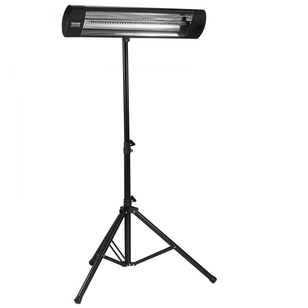 VEVOR Infrared Heater, 1500W Remote Control Electric Space Heater, LED Screen Patio Heater w/ 3 Speeds & Timer, Outdoor/Outdoor for Porch,Dining Room,Studio, with Stand & Mount to Ceiling/Wall,24 in L