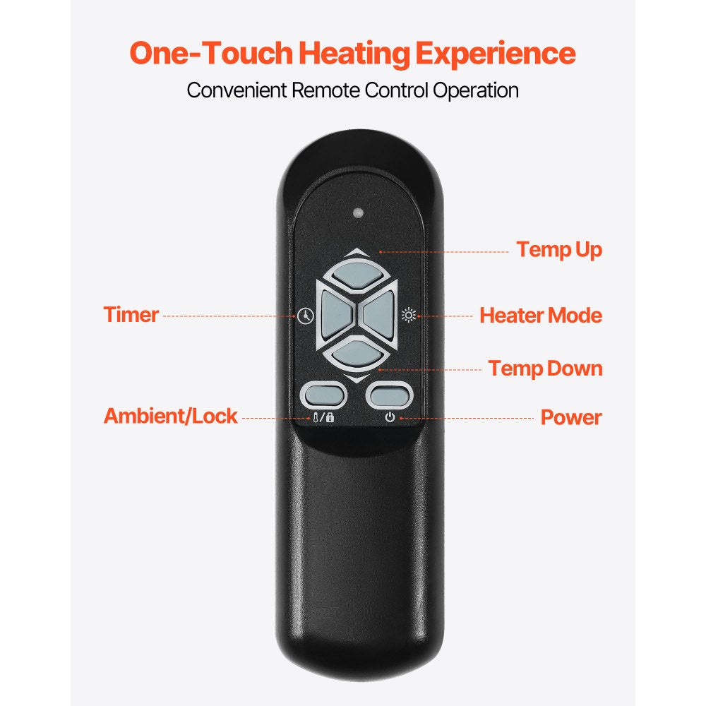 VEVOR Infrared Heater, 1500W Electric Space Heater with Remote Control, LED Screen & 24H Timer, Multiple Temperature Adjustable for Patio Bedroom,Living Room,Studio,Dining Room