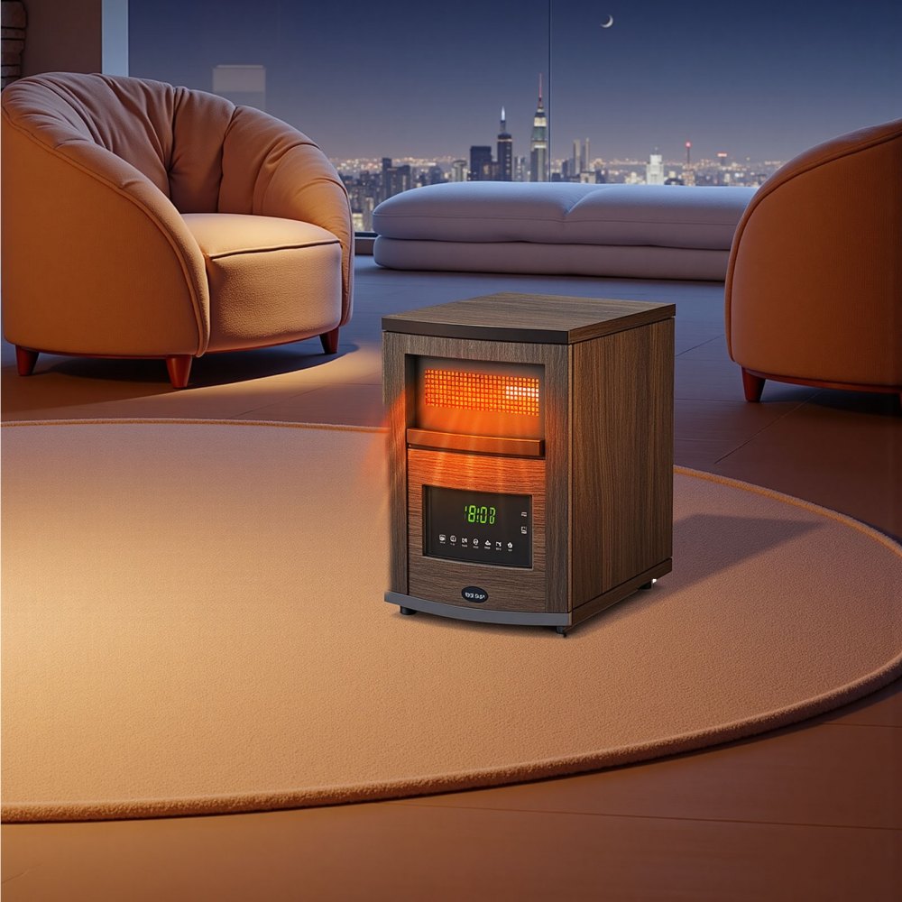VEVOR Infrared Heater, 1500W Electric Space Heater with Remote Control, LED Screen & 24H Timer, Multiple Temperature Adjustable for Patio Bedroom,Living Room,Studio,Dining Room
