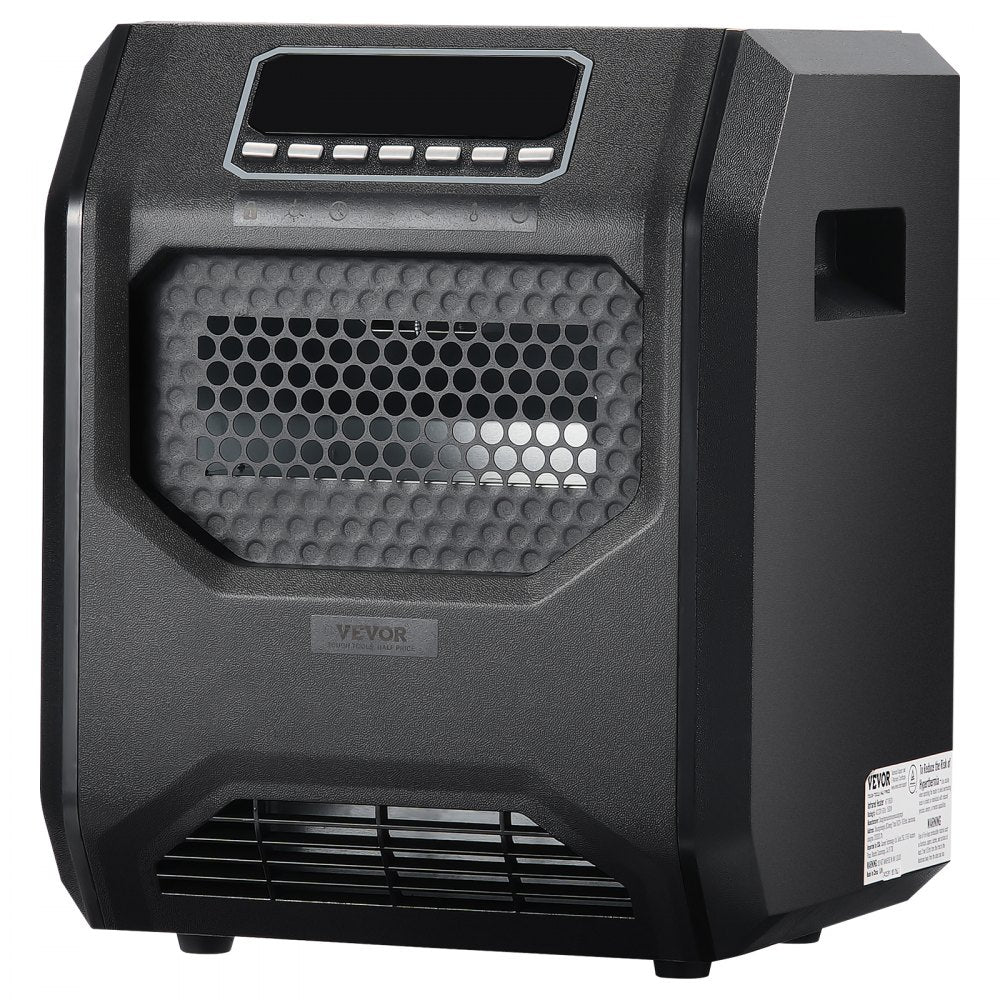 VEVOR Infrared Heater, 1500W Remote Control Electric Space Heater, LED Patio Heater w/ 3 Speeds & Timer & Overheat/Tip-Over Protection & Child Lock, for Bedroom,Living Room,Nursery,Studio,ABS