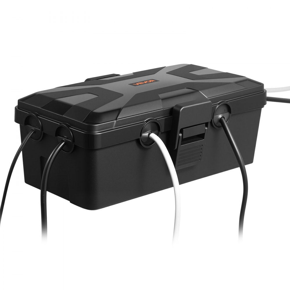 VEVOR Outdoor Electrical Box Waterproof, 9.4 x 4.3 x 2.8 in, IP54 Weatherproof Extension Cord Cover, Large Outlet Connection Box Plug Protector with 6 Cable Entry, for Power Strip, Holiday Light Decor
