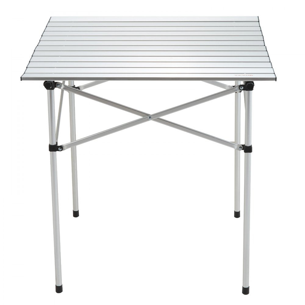 VEVOR Folding Camping Table, Outdoor Portable Side Tables, Lightweight Fold Up Table, Aluminum Ultra Compact Work Table with Carry Bag, For Cooking, Beach, Picnic, Travel, 24x16 inch, Silver