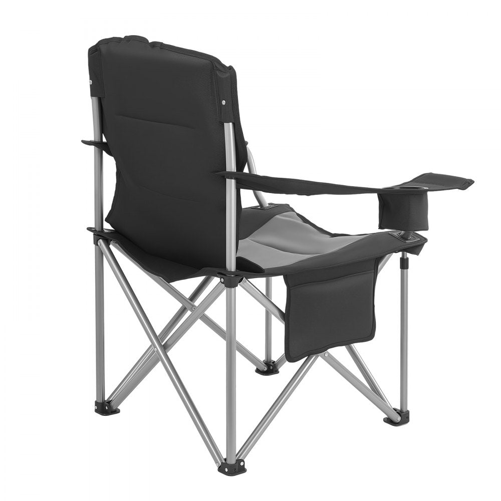 VEVOR Oversized Camping Chairs, 450 lbs Heavy Duty Support, Portable Folding Camp Chairs with Padded Backrest & Armrests, Cup Holder & Side Pocket, Cooler Bag, Carry Bags for Outdoor, Fishing, 2 Pack