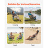 VEVOR Folding Beach Chair, High Back Camping Chairs for Adults, with Cup Pocket, Mesh Back, Carry Bag, Portable Extra Wide Seat Chair 330 lbs Heavy Duty Support, for Outdoor, Camp, Light Blue