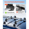 VEVOR Ski & Snowboard Roof Rack, Carry up to 4 Pairs of Skis or 2 Snowboards, 2 PCS Aluminum Universal Car Roof Rack Top Holder with Lock & Rubber Padding, Carrier for Fishing Rod, Fit Most Crossbars