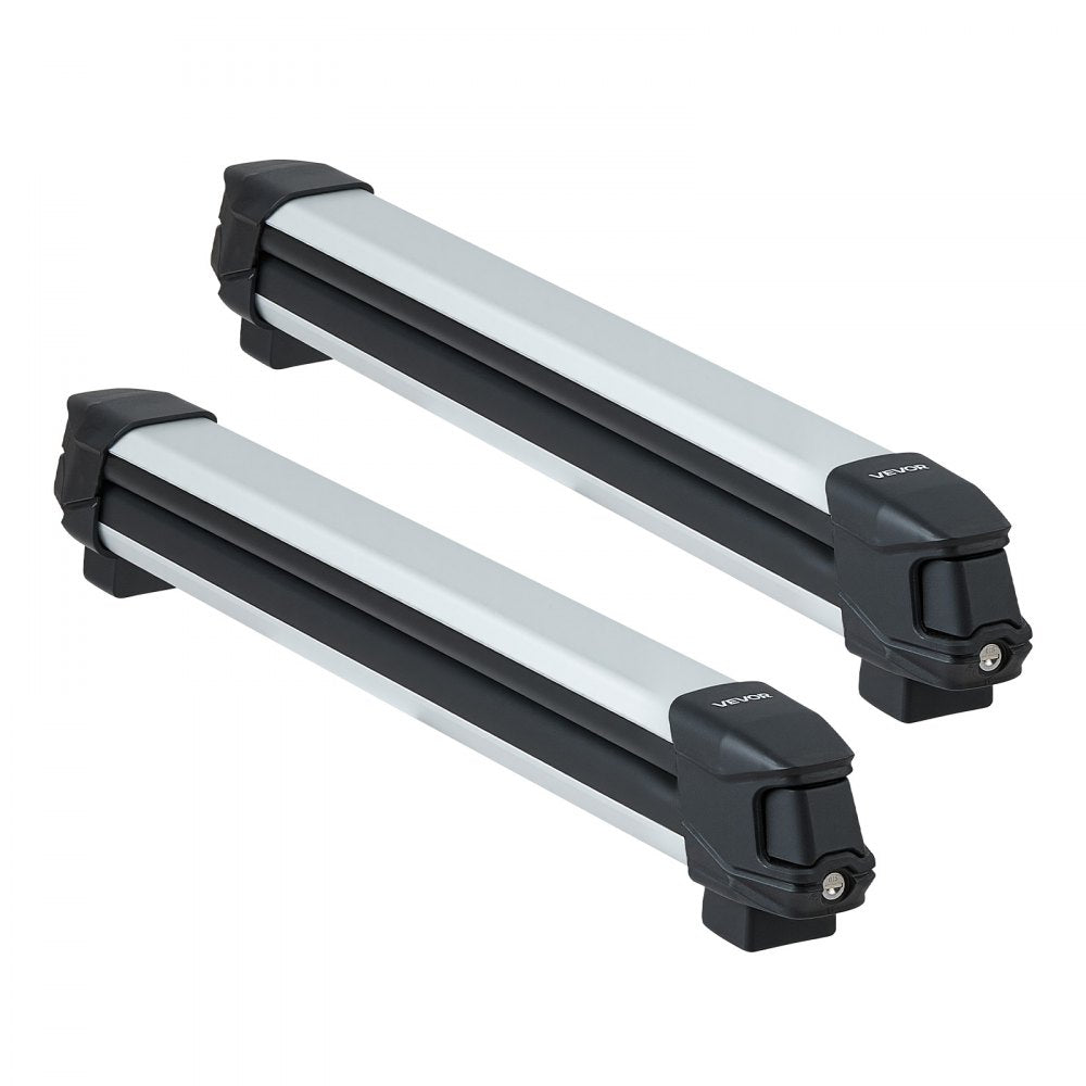 VEVOR Ski & Snowboard Roof Rack, Carry up to 6 Pairs of Skis or 4 Snowboards, 2 PCS Aluminum Universal Car Roof Rack with Lock & Rubber Padding, Carrier for Fishing Rod, Fit Most Slotted Crossbars
