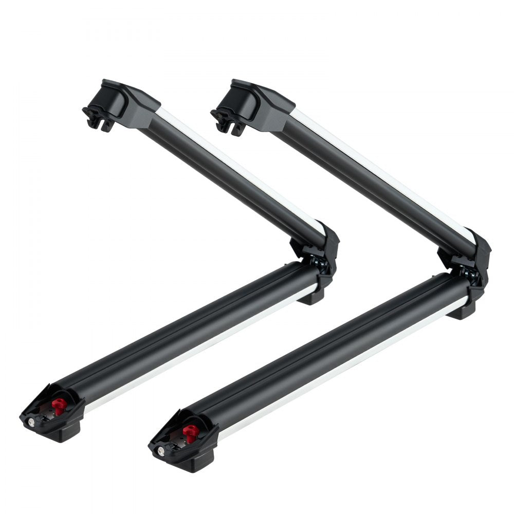 VEVOR Ski & Snowboard Roof Rack, Carry up to 6 Pairs of Skis or 4 Snowboards, 2 PCS Aluminum Universal Car Roof Rack with Lock & Rubber Padding, Carrier for Fishing Rod, Fit Most Slotted Crossbars