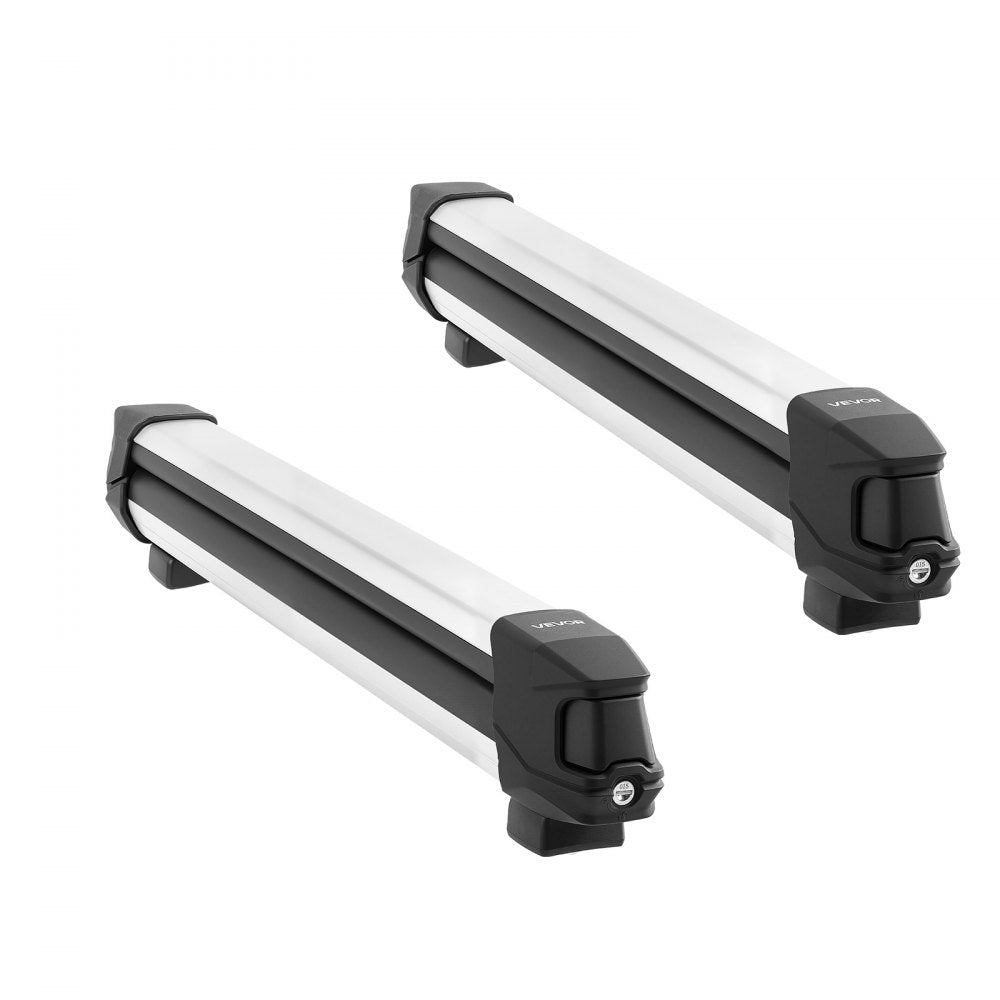 VEVOR Ski & Snowboard Roof Rack, Carry up to 6 Pairs of Skis or 4 Snowboards, 2 PCS Aluminum Universal Car Roof Rack Top Holder with Lock & Rubber Padding for Fishing Rod, Fit Most Slotted Crossbars