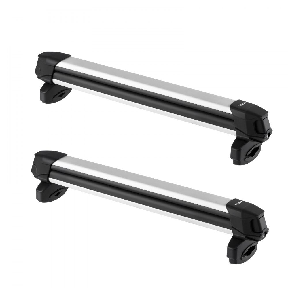 VEVOR Ski & Snowboard Roof Rack, Carry up to 6 Pairs of Skis or 4 Snowboards, 2 PCS Aluminum Universal Car Roof Rack Top Holder with Lock and Rubber Padding for Fishing Pole Rod, Fit Most Crossbars