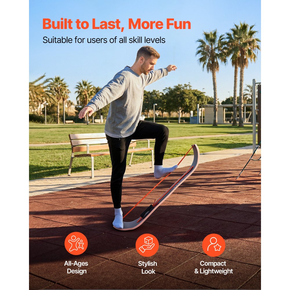 VEVOR Balance Board, Wobble Board Trainer for Adults, Premium Wooden Curved Balance Training Equipment, Compact & Lightweight for Core Workouts, Standing Desk Exercise, Home Gym, Yoga, Black & Orange