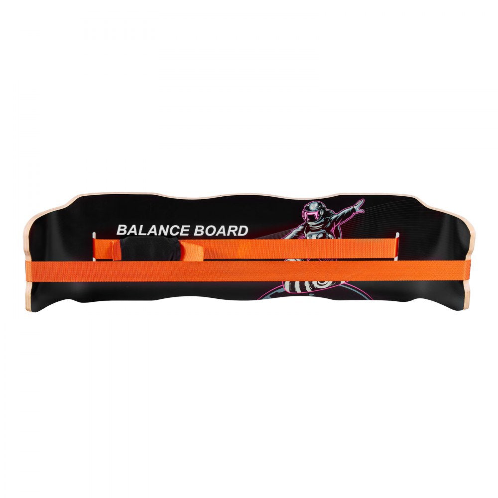 VEVOR Balance Board, Wobble Board Trainer for Adults, Premium Wooden Curved Balance Training Equipment, Compact & Lightweight for Core Workouts, Standing Desk Exercise, Home Gym, Yoga, Black & Orange