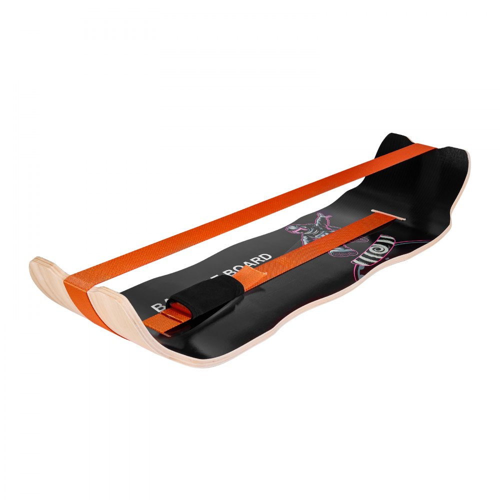 VEVOR Balance Board, Wobble Board Trainer for Adults, Premium Wooden Curved Balance Training Equipment, Compact & Lightweight for Core Workouts, Standing Desk Exercise, Home Gym, Yoga, Black & Orange