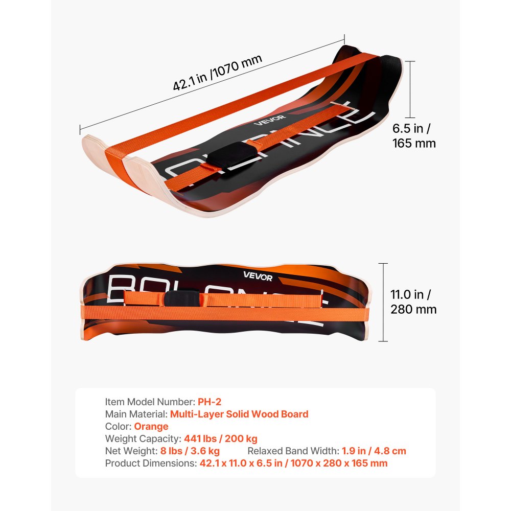 VEVOR Balance Board, Wobble Board Trainer for Adults, Premium Wooden Curved Balance Training Equipment, Compact & Lightweight for Core Workouts, Standing Desk Exercise, Home Gym, Yoga & More, Orange