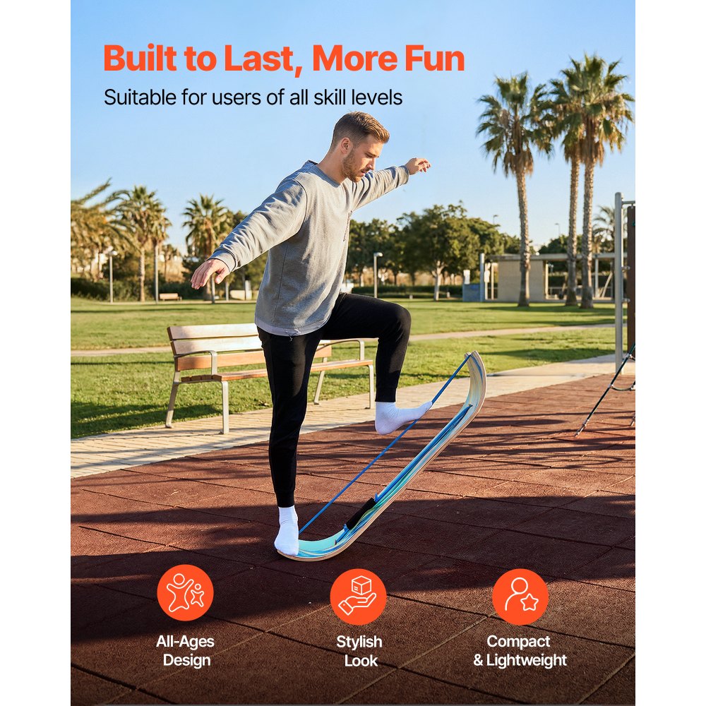 VEVOR Balance Board, Wobble Board Trainer for Adults, Premium Wooden Curved Balance Training Equipment, Compact & Lightweight for Core Workouts, Standing Desk Exercise, Home Gym, Yoga & More, Blue