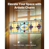 VEVOR Stained Glass Window Panel, 32 x 10 in, Tiffany Style Hanging Transom Window Panel with Chain, Large Horizontal Rectangle Stain Glass, Vintage Traditional Art Handcrafts for Kitchen Home Decor