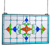 VEVOR Stained Glass Window Panel, 26 x 16 in, Tiffany Style Hanging Transom Window Panel with Chain, Large Horizontal Rectangle Stain Glass, Vintage Traditional Art Handcrafts for Kitchen Home Decor