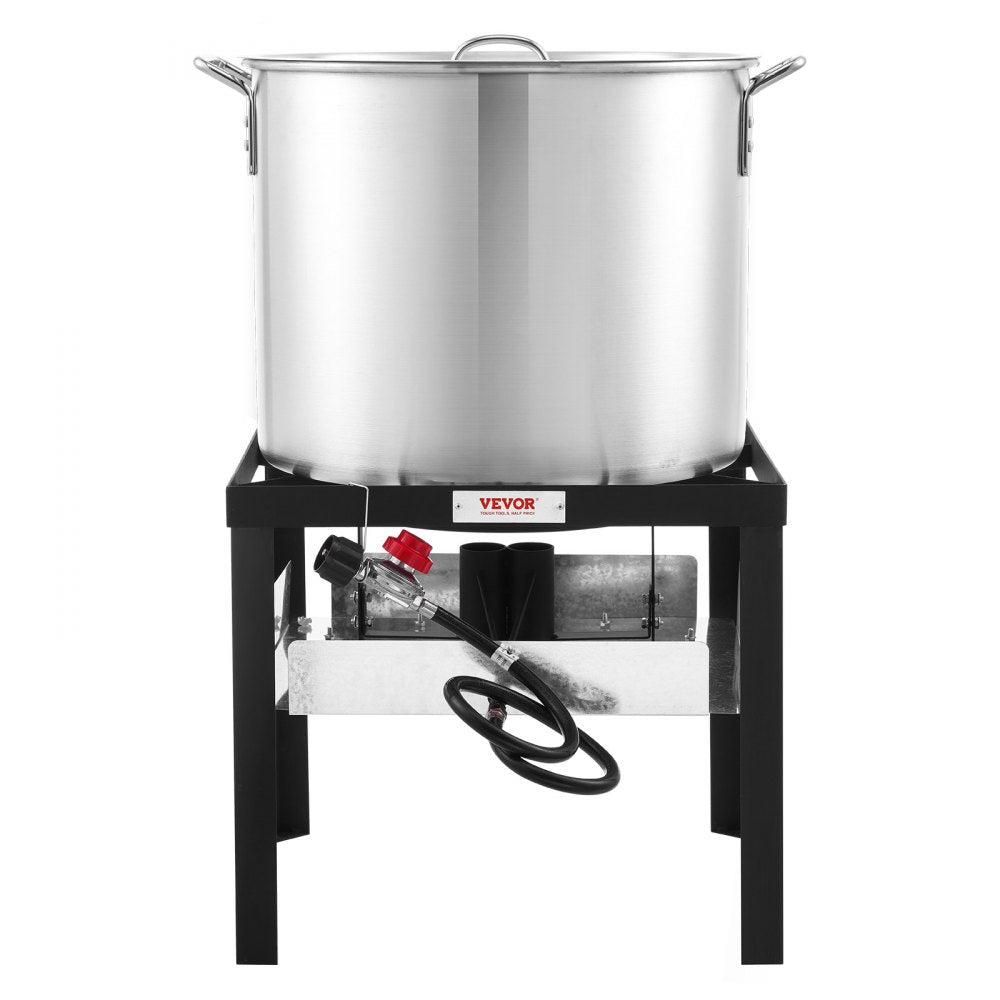 VEVOR 80 Qt Seafood Boiling Kit with Strainer, Outdoor Seafood Boil Pot and Basket, Cooking Set for Crab Crawfish Lobster Boiling, Aluminum Stockpot with 100,000 BTUs Propane Burner and Steamer Rack