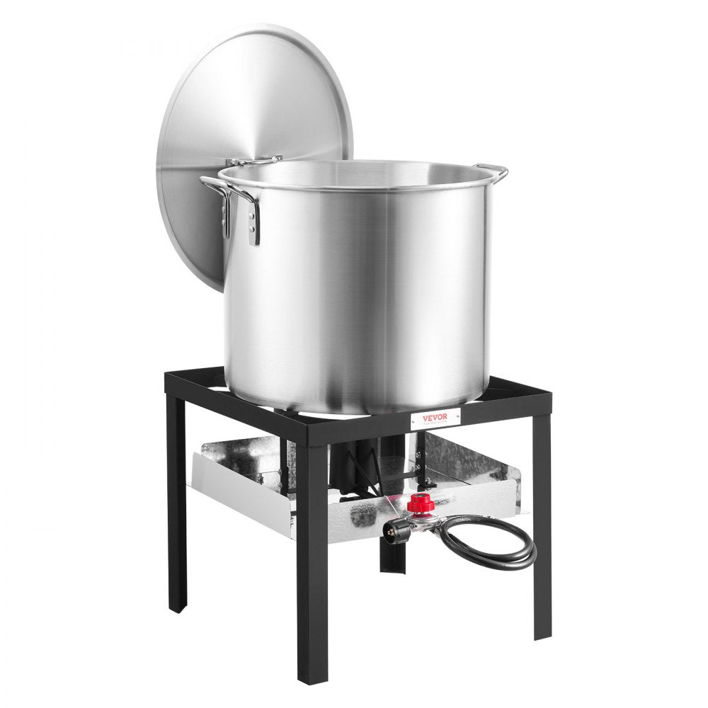 VEVOR 80 Qt Seafood Boiling Kit with Strainer, Outdoor Seafood Boil Pot and Basket, Cooking Set for Crab Crawfish Lobster Boiling, Aluminum Stockpot with 100,000 BTUs Propane Burner and Steamer Rack