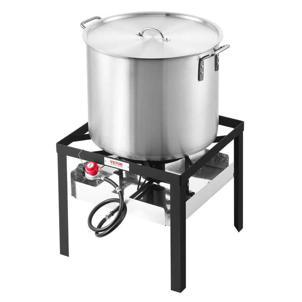 VEVOR 80 Qt Seafood Boiling Kit with Strainer, Outdoor Seafood Boil Pot and Basket, Cooking Set for Crab Crawfish Lobster Boiling, Aluminum Stockpot with 100,000 BTUs Propane Burner and Steamer Rack
