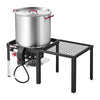 VEVOR 60 Qt Seafood Boiling Kit with Strainer, Aluminum Crawfish Boiler, Outdoor Backyard Cooking for Crab, Shrimp, Lobster, Deep Fryer Steamer Set with Side Table, Stand, 100,000 BTU Propane Burner