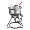 VEVOR 10 Qt Fish and Wing Fryer, Aluminum Propane Fish Fryer Kit, Outdoor Deep Fryer Seafood Pot with Thermometer, Strainer Basket, and 54,000 BTUs Propane Burners, for Outdoor and Backyard Cooking