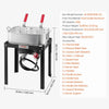 VEVOR 18 Qt Fish and Wing Fryer with Double Basket, Aluminum Propane Fish Fryer Kit, Outdoor Deep Fryer Seafood Pot with Thermometer and 58,000 BTUs Propane Burners, for Outdoor and Backyard Cooking