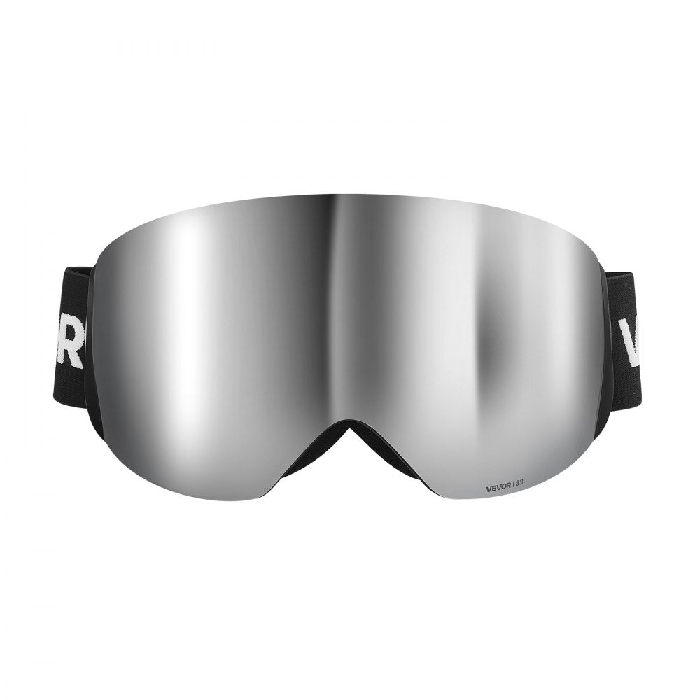 VEVOR Frameless Ski Goggles, Spherical Lens with Silver Mirror Revo Coating, OTG Anti fog Snow Goggles for Men Women, TPU Frame & Ventilation Structure, Suitable for Skiing, Skating, Snowboarding