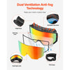 VEVOR Ski Goggles, Cylindrical Lens with Orange Revo Coating, OTG Anti fog Snow Goggles for Men Women Youth, TPU Frame & Ventilation Structure, Suitable for Skiing, Skating, Snowboarding, Cycling