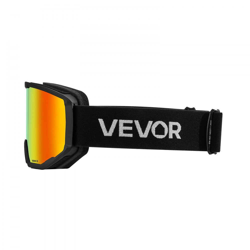 VEVOR Ski Goggles, Cylindrical Lens with Orange Revo Coating, OTG Anti fog Snow Goggles for Men Women Youth, TPU Frame & Ventilation Structure, Suitable for Skiing, Skating, Snowboarding, Cycling