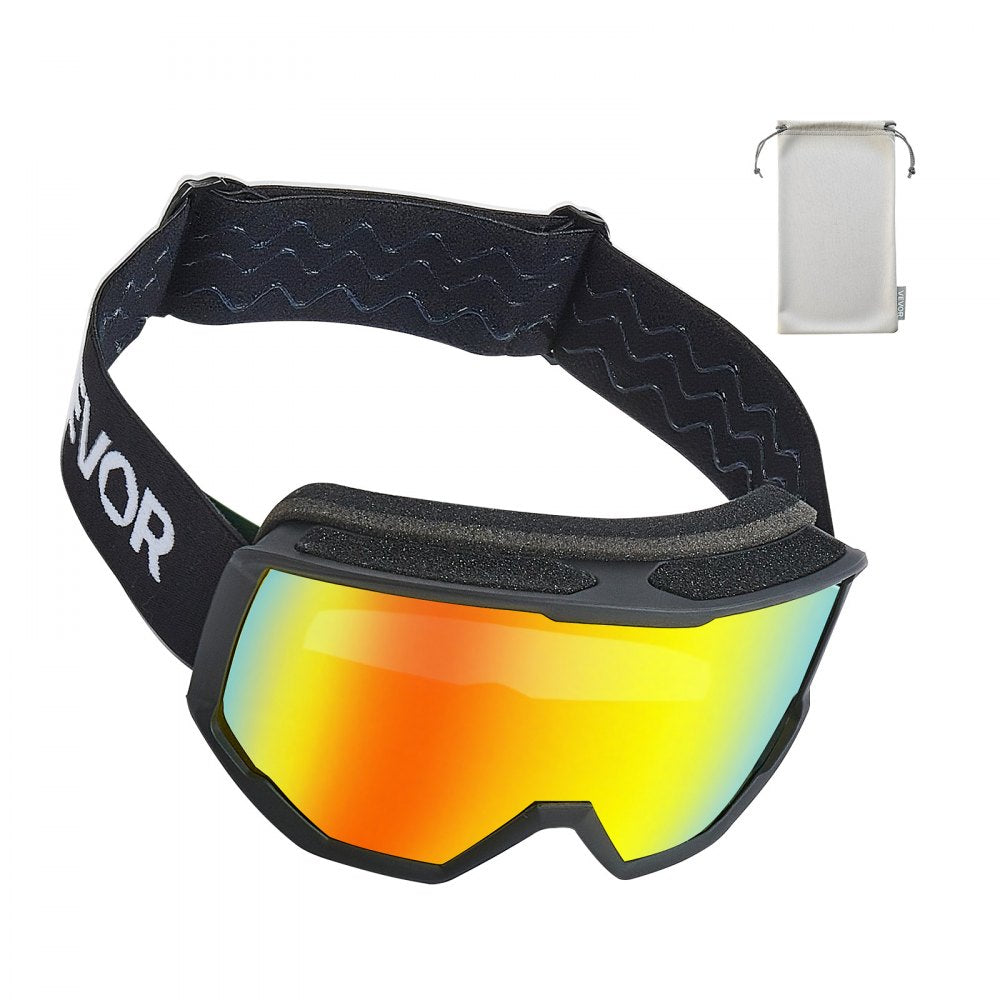 VEVOR Ski Goggles, Cylindrical Lens with Orange Revo Coating, OTG Anti fog Snow Goggles for Men Women Youth, TPU Frame & Ventilation Structure, Suitable for Skiing, Skating, Snowboarding, Cycling